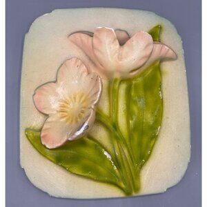 Vtg Ceramic Flower‎ Wall Plaque Plaster Chalkware Decor Cottagecore